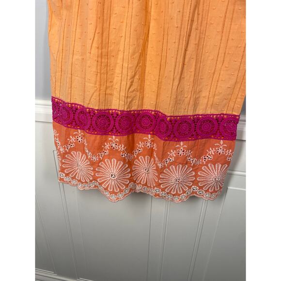 Flying Tomato, Size Large, Orange & Pink Slip Dress, Crochet Trim, Y2K, Dopamine - Picture 3 of 6